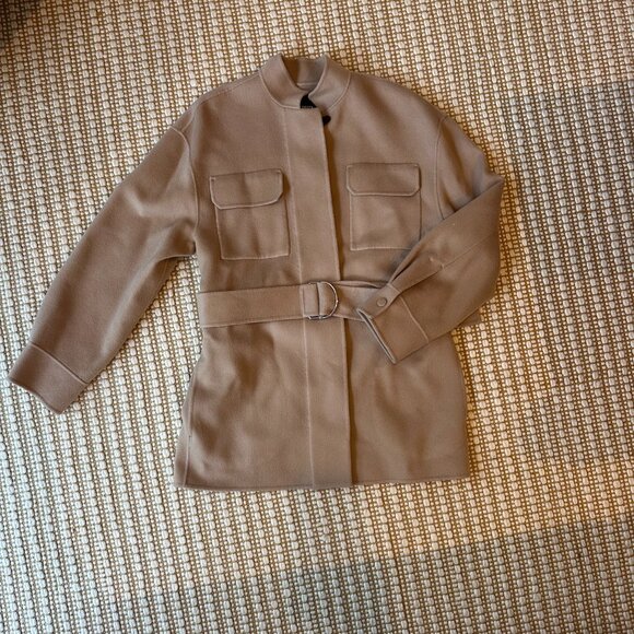 Theory Belted Wool & Cashmere Cargo Coat - Picture 3 of 9